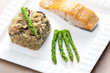 baked salmon with mushroom risotto and green asparagus baked salmon with mushroom risotto and green asparagus