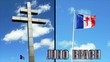 Drapeau et croix de Lorraine à Graye-Sur-Mer