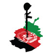 Vector: map of Afghanistan and rifle of fallen soldier map of Afghanistan and rifle of fallen soldier