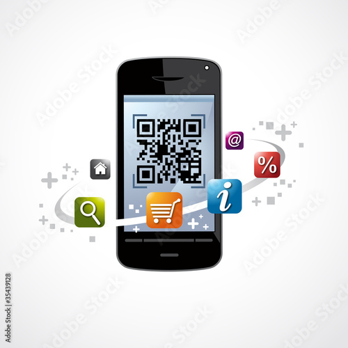 Vector: qr code, flashcode, smartphone qr code, flashcode, smartphone