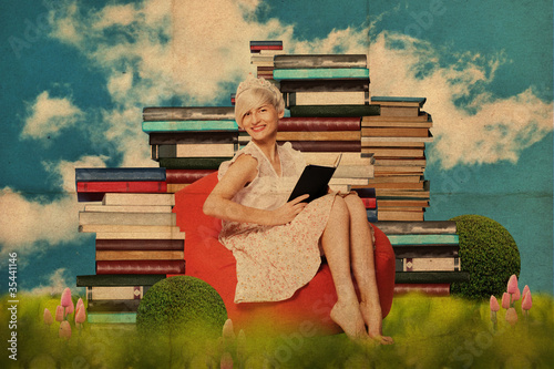 Photo: vintage image with beautiful woman vintage image with beautiful woman