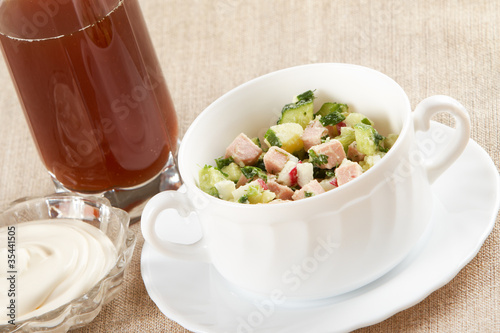 Photo: Cold vegetable soup with kvas and mayonnaise Cold vegetable soup with kvas and mayonnaise