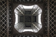 View of the Eiffel Tower from directly underneath.