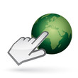 Vector: Left-handed cursor on green earth Left-handed cursor on green earth