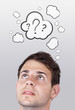 Foto: Young head looking at white marks Young head looking at white marks