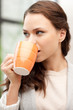 lovely businesswoman with mug