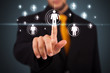 Photo: Businessman pressing modern social type of icons Businessman pressing modern social type of icons