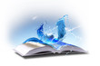 Open book with green nature world Open book with green nature world