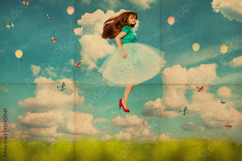 Photo: beautiful young woman in fly beautiful young woman in fly