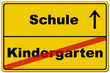 Illustration: Ortsschild Schule Kindergarten Ortsschild Schule Kindergarten