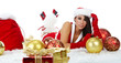 Portrait of beautiful sexy girl wearing santa claus clothes Portrait of beautiful sexy girl wearing santa claus clothes