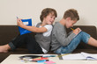 Doing homework on the couch