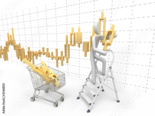 Illustration: Man makes stock chart Man makes stock chart