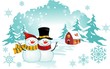 Winter landscape with Snowman Winter landscape with Snowman
