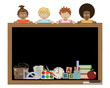 kids holding blackboard