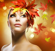 Fashion Woman Makeup. Autumn Style