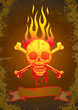Illustration of the skull in flames