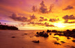 Tropical beach at sunset.