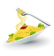 italian pasta in plate with fork