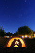 Children Camping at Night in a Tent