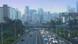 City freeway in timelapse. Day to night. (Zoom from CBD)