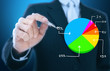 businessman writing graph of stock market