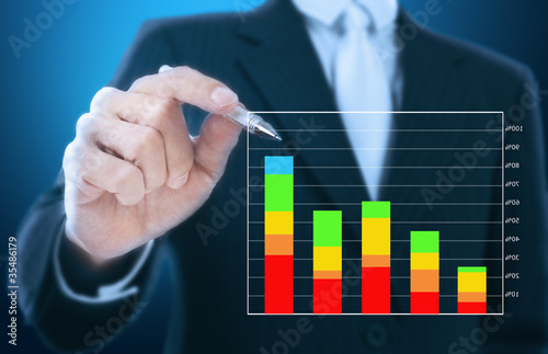 Photo: businessman writing graph of stock market businessman writing graph of stock market