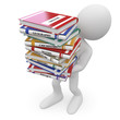 Student with a lot of books