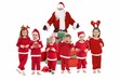 Santa Claus with happy little children in costume