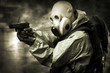 Portrait of  person in gas mask