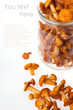 fresh chanterelle mushrooms with text
