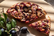 Breakfast with plum tart Breakfast with plum tart