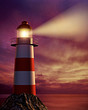 lighthouse on rock over the sea