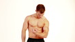 Portrait of handsome muscular man on white background