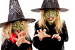 Two scary little green witches for Halloween