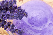 Photo: Lavender flowers and jar of glass with peeling Lavender flowers and jar of glass with peeling