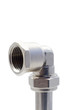 Pipe plumbing with elbow union showing thread isolated on white Pipe plumbing with elbow union showing thread isolated on white