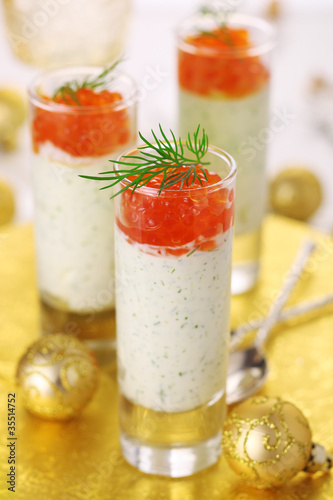 Photo: Appetizer with cream cheese and red caviar Appetizer with cream cheese and red caviar