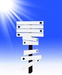 arrow indicator on a blue sky background