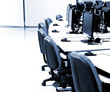 modern computer room and computers in row