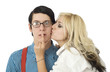 Surprised by Valentine kiss