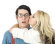 Surprised by Valentine kiss