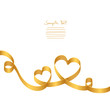 Gold Ribbon 2 Hearts & Swirls