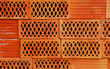 Closeup of perforated clay blocks