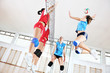 Photo: girls playing volleyball indoor game girls playing volleyball indoor game