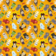 Cartoon Halloween holiday monster seamless pattern Cartoon Halloween holiday monster seamless pattern