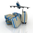 airliner and suitcases on white background airliner and suitcases on white background