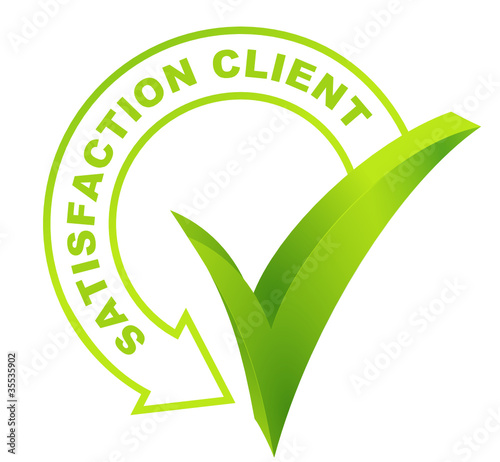 Vector: satisfaction client sur symbole validé vert satisfaction client sur symbole validé vert