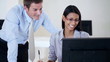Portrait of business people discussing business plan