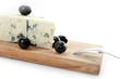 gorgonzola with black olives closeup